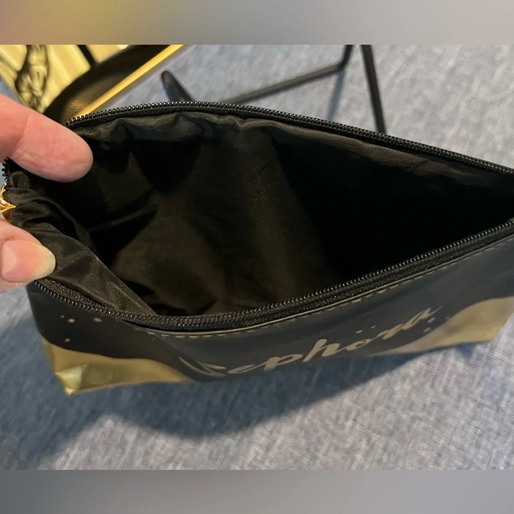 SEPHORA Cosmetic Bag with Black and Gold Sleek Design NWOT